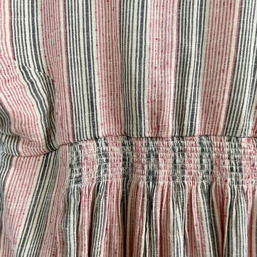 THML Anthropologie Smocked A-Line Striped Midi Dress Cottagecore Sz S - Picture 10 of 16